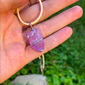 Purple aura quartz necklace